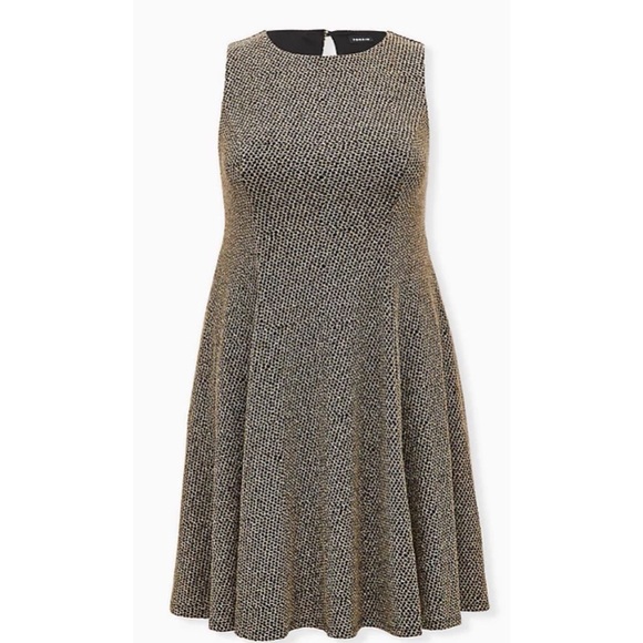New black and gold shimmer Torrid dress with pockets size 2 - Picture 3 of 6